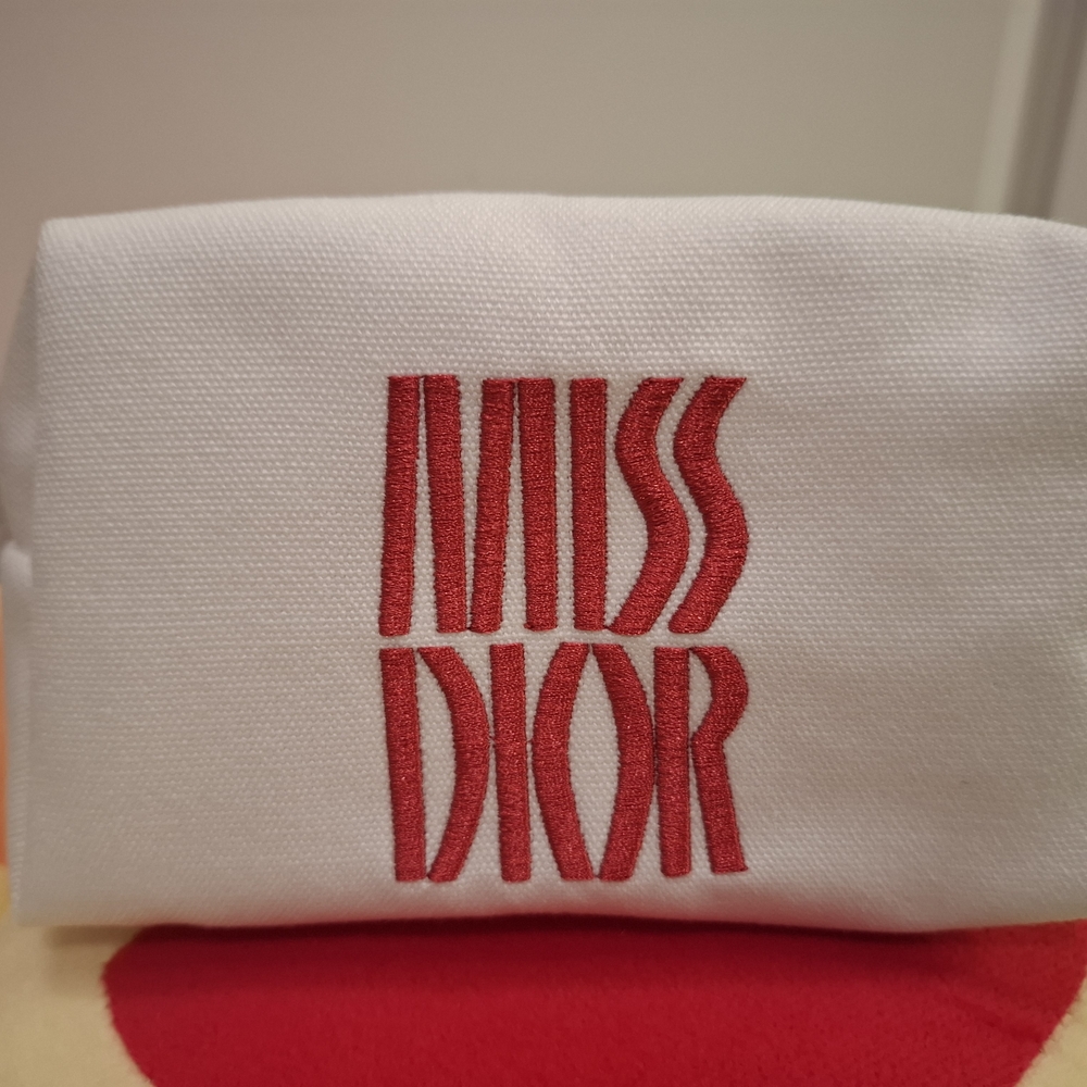 Dior White Pouch with Red Logo